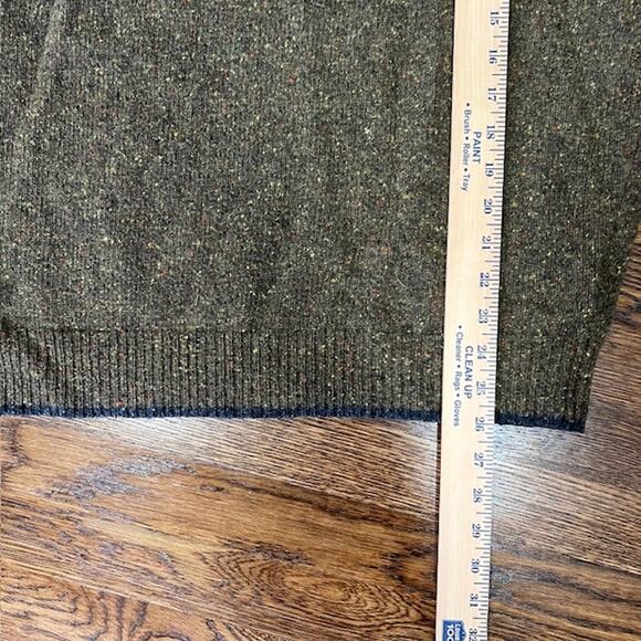 Hart Schaffner Marx Lambswool Quarter Zip Pullover Sweater Mens L Green Stripe - Picture 6 of 7